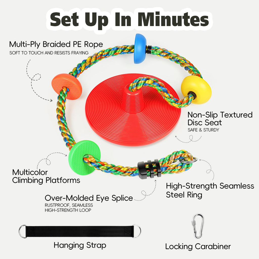 Rope Swing for Tree Climbing Rope for Kids Tree Swing for Kids Swing-Red