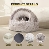 Plush Hooded Cat Bed, Calming Nest, Self-Warming Cave, Cozy Pod for Indoor Cats or Small Dogs