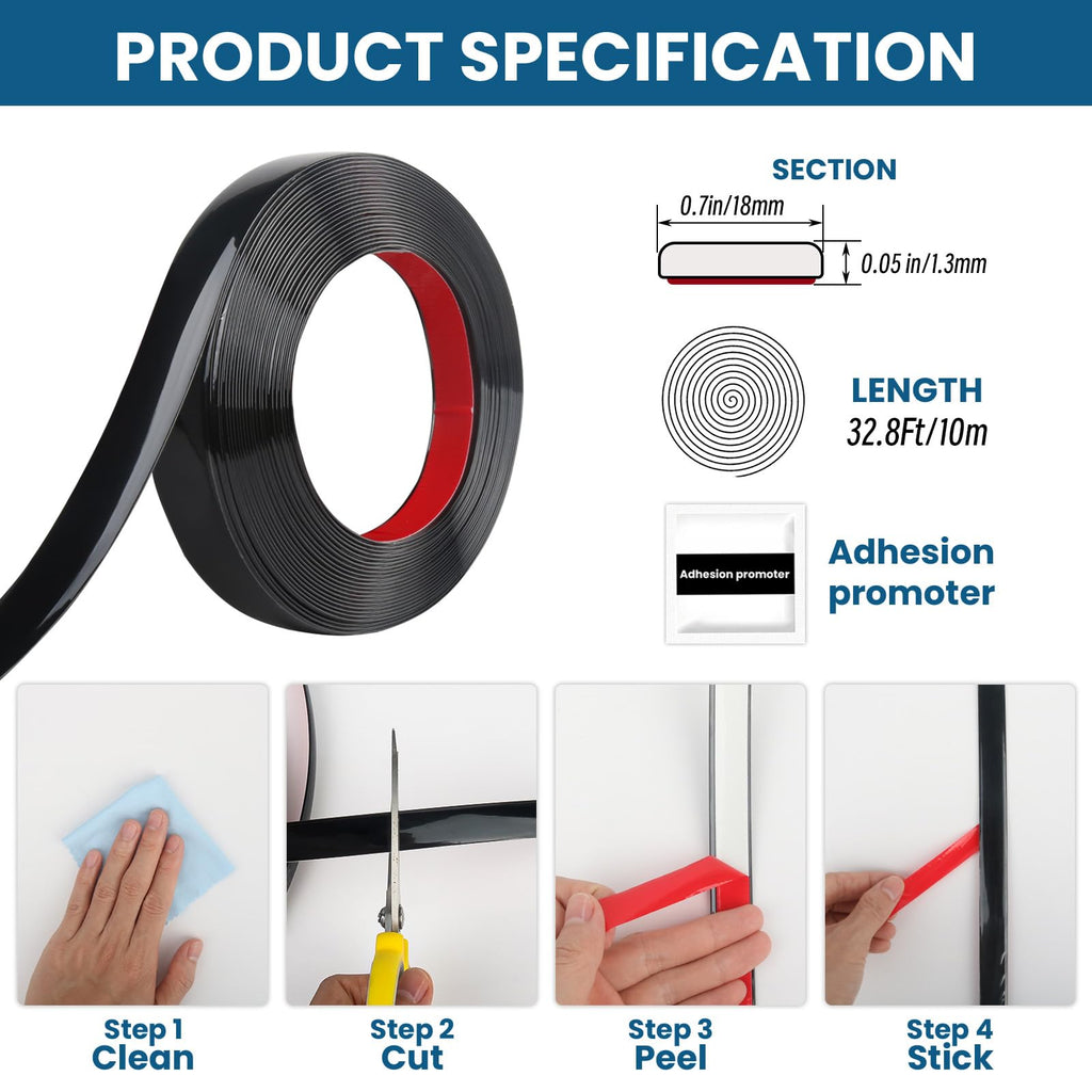 32.8 Ft Peel and Stick Molding Trim, Waterproof Decorative Strip