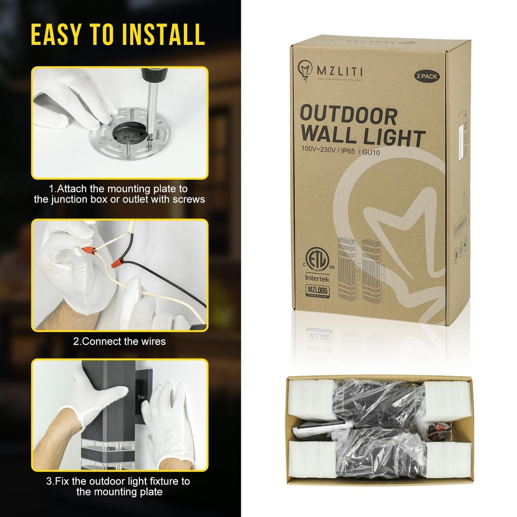 Outdoor Wall Light Fixtures, Up and Down Exterior Lighting Fixtures, Black Wall Sconce Modern Porch Lights Outdoor