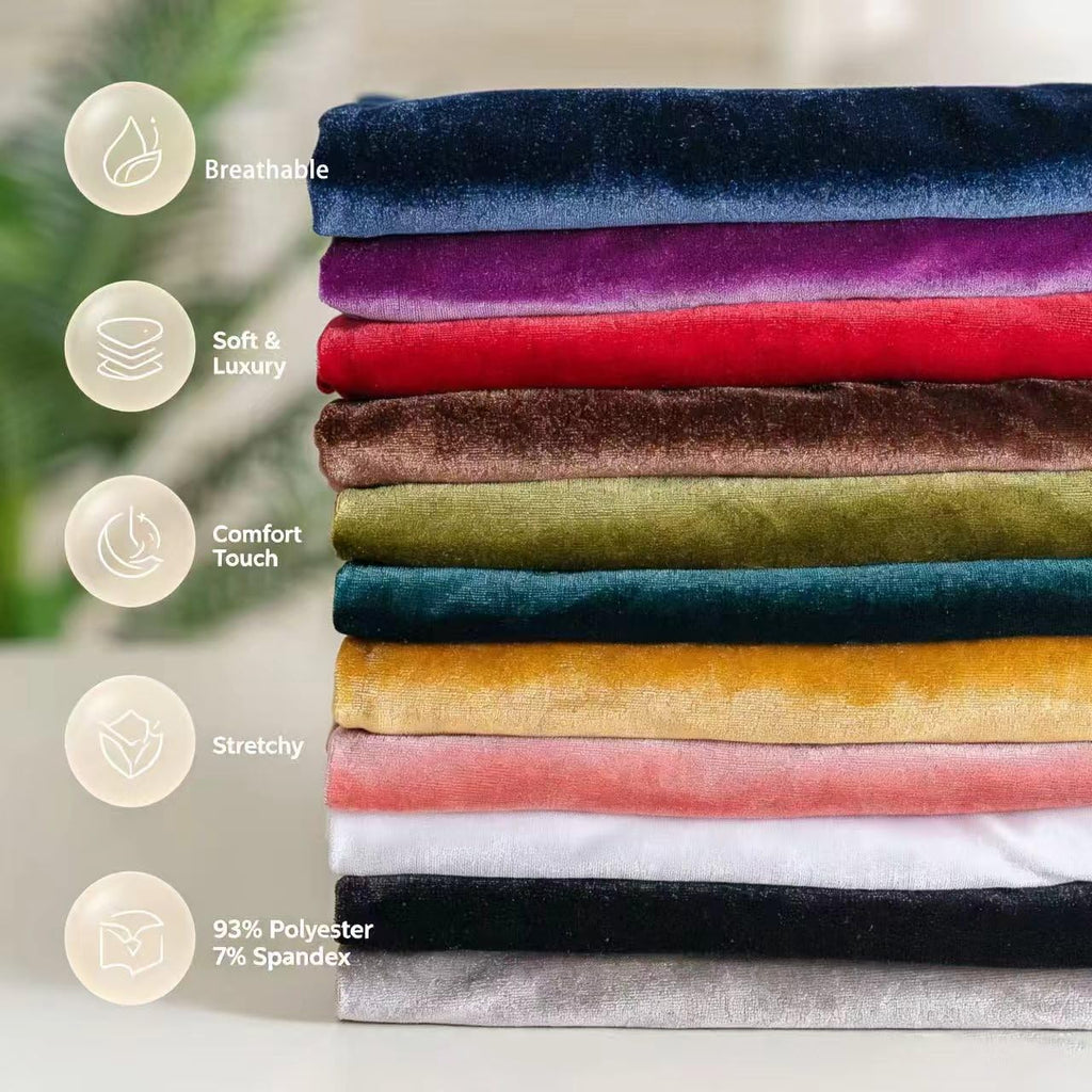 Stretch Velvet Fabric by The Yard | 63" Wide | Soft & Luxury | Crushed Velvet Fabric | 93% Polyester 7% Spandex