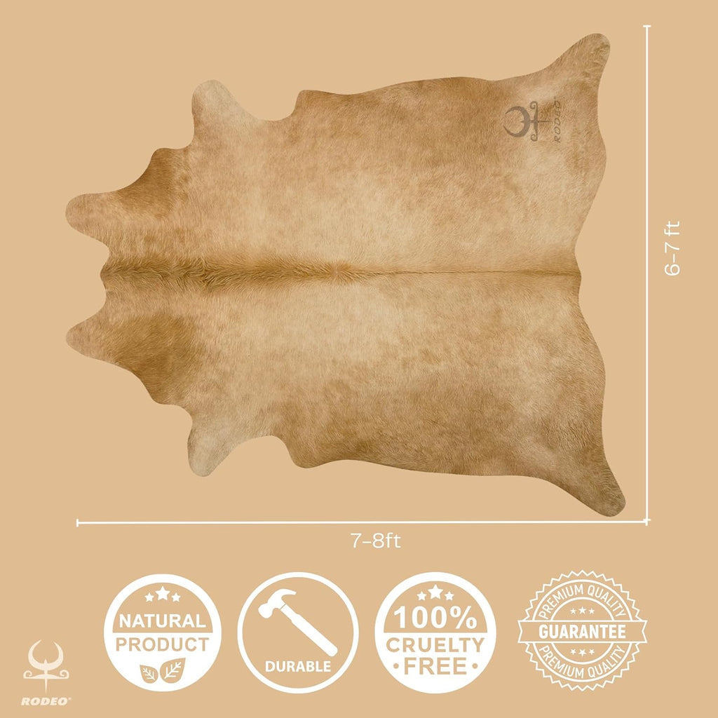Genuine Cowhide Rug Natural Animal Skin-Area Rugs for Western Theme Decor Ranch/Country House,wall Decor,Natural