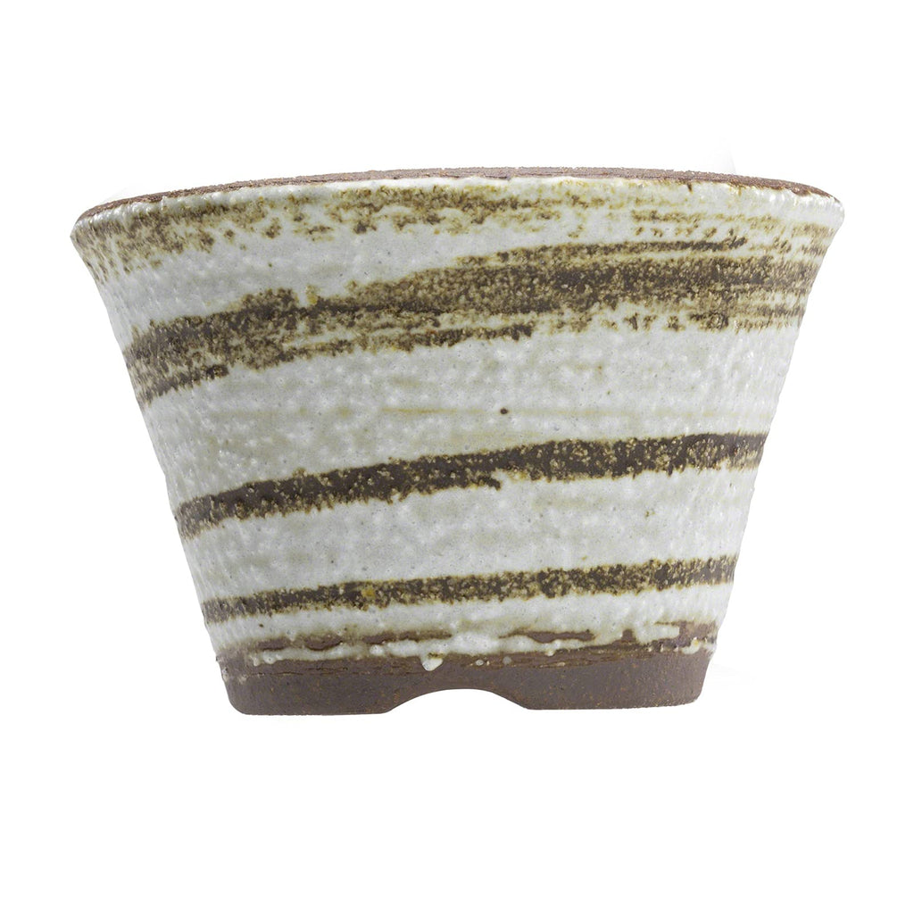 Banko Bonsai Pot 4.3in, Handmade Japanese Planter, White Brush