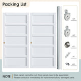 Sliding Closet Door 72"×80" (Double 37"), 5 Panels Bypass Barn Doors with Hardware Track Kit Include
