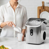 Nugget Ice Makers Countertop with Self-Cleaning, 35lbs/24H, Portable Sonic Ice Maker Machine with Handle/Basket/Scoop