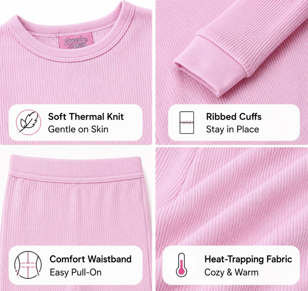 Toddler Baby Girls 4 Piece Thermal Top & Bottoms Set ( - )