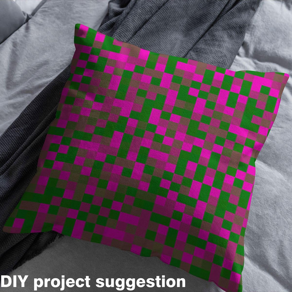 Pixelated Miners Fabric by The Yard Soft Polyester, Rose Green Brown Grid Fabric for and Home DIY Projects, Modern