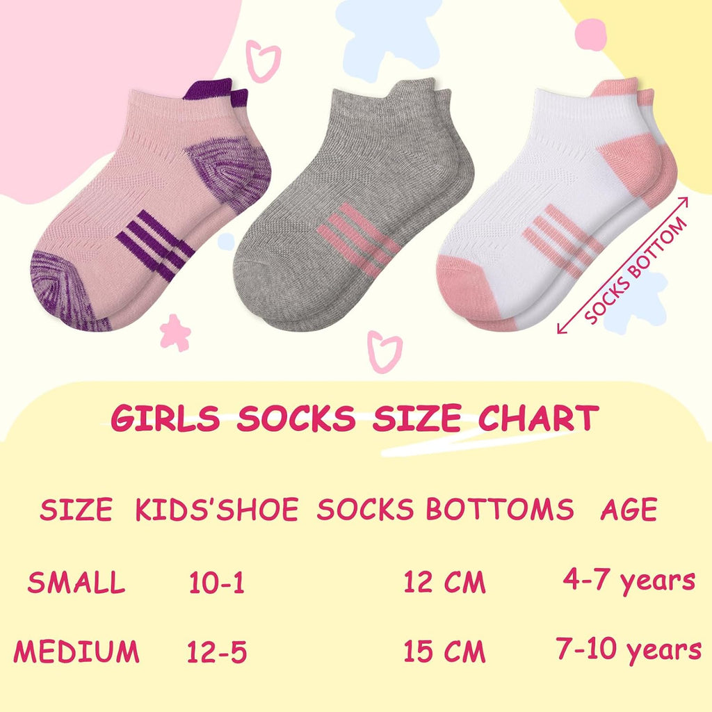 12 Pairs Girls Socks Old Athletic Ankle Socks Cotton Short Socks For Little Big Kids
