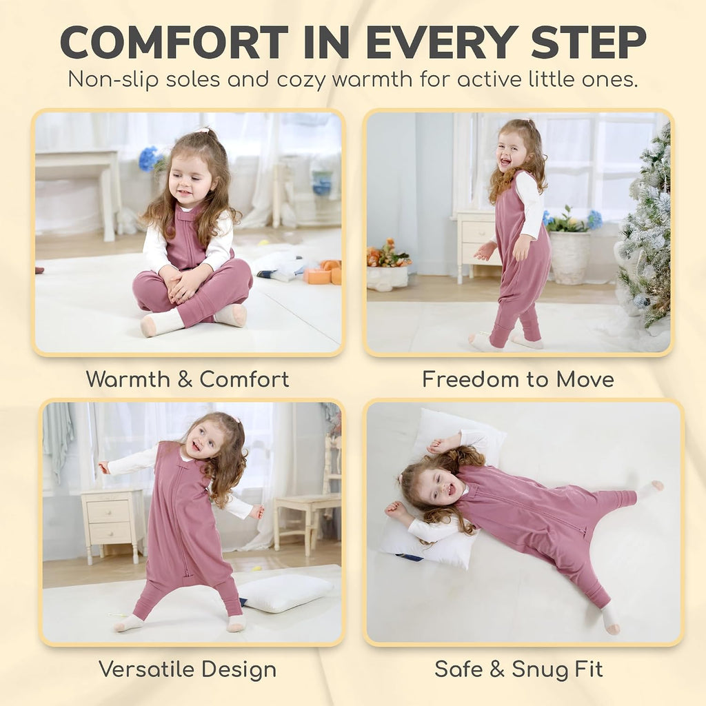 Organic Cotton Toddler Sleep Sack with Feet 1.0 TOG Wearable Blanket Pack