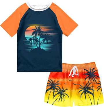 Boys Swim Set Rash Guard Swimsuits Two Piece
