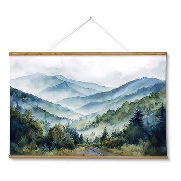 Extra Large Framed Wall Art, Ridge Mountain Forest Print, 36x54 In