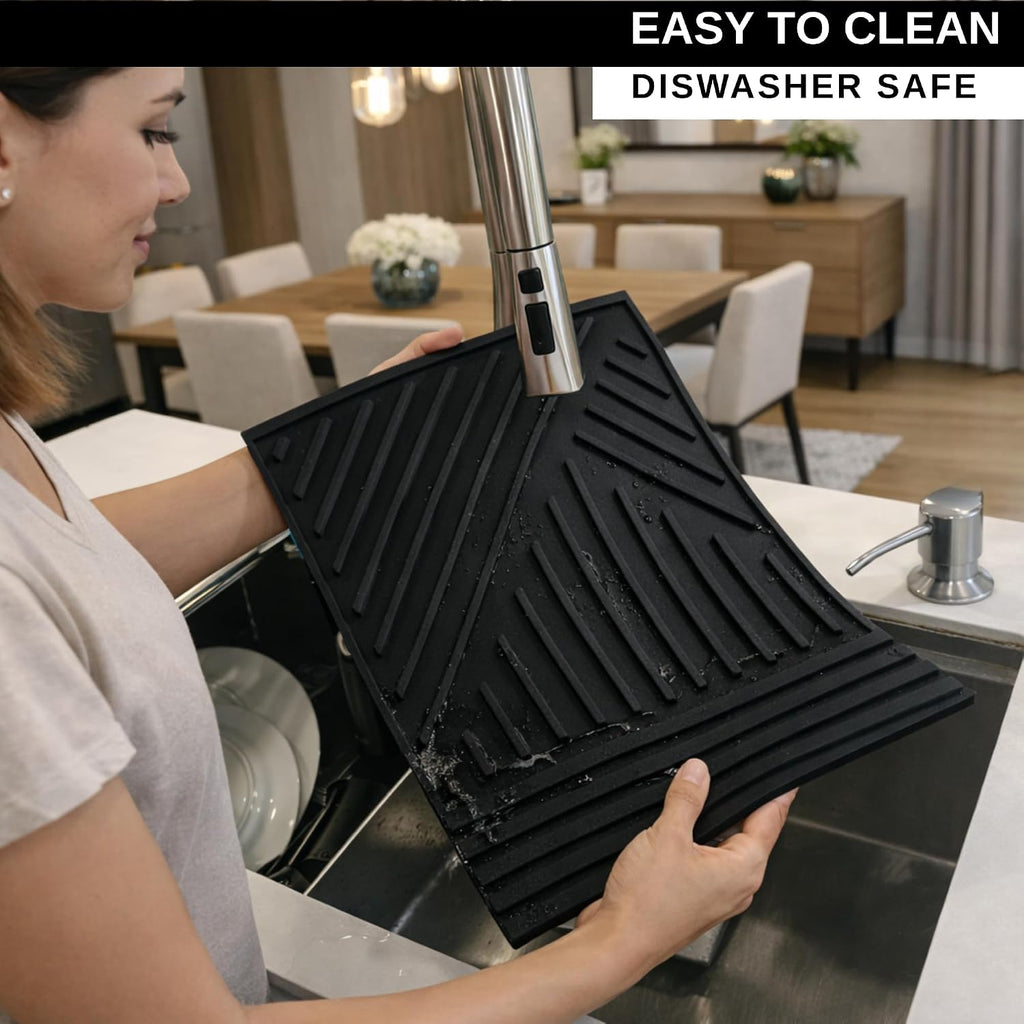 Large Silicone Trivet 16in x 12in hot Pads countertops mat with Modern Design, Heat Resistant for Hot Dishes, Dish