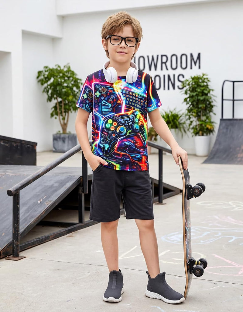 Boys Shirts 2 Pack 3D Graphic T Shirts Short Sleeve