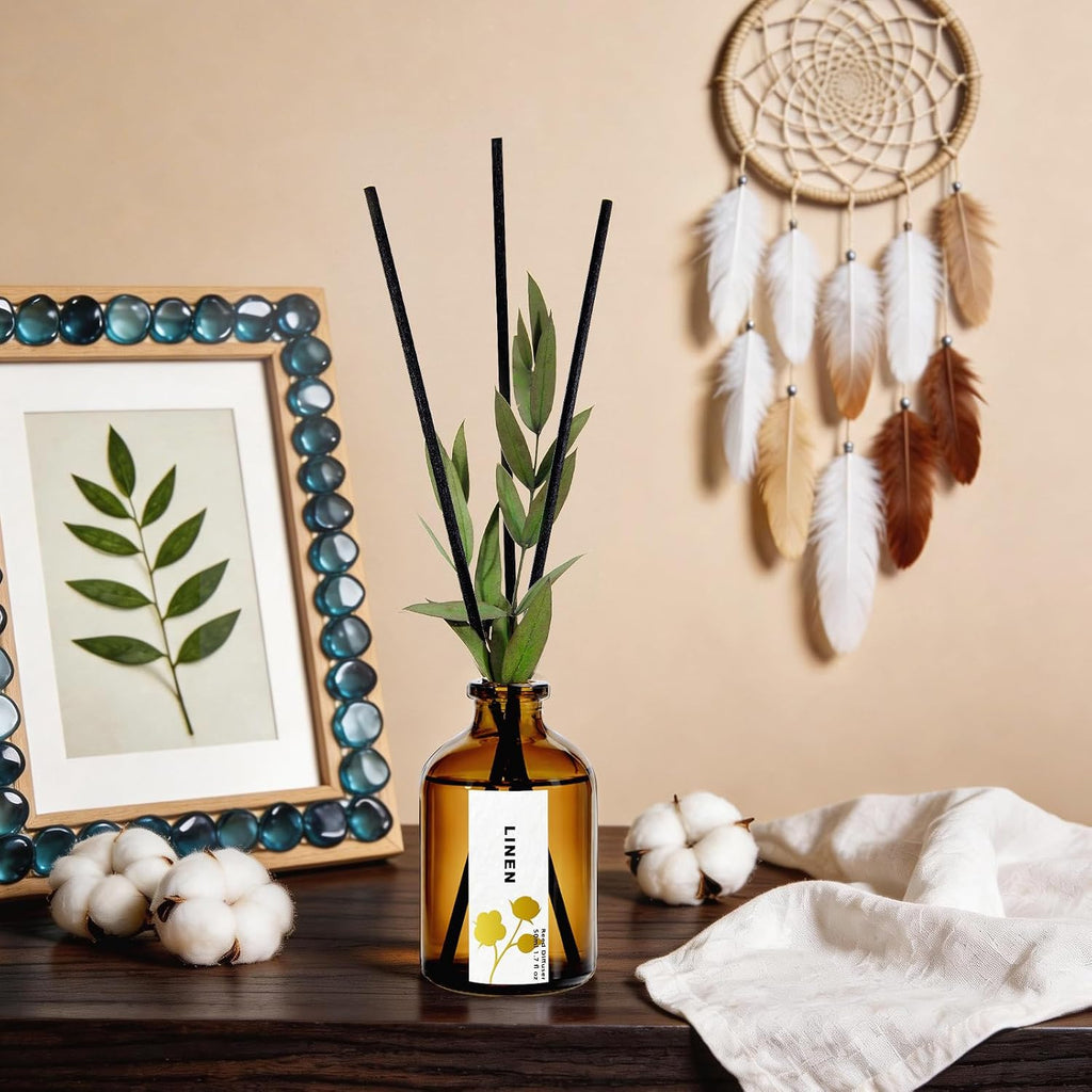 Reed Diffuser, Eucalyptus, Linen & Lavender Scented Oil Diffusers with 15 Reeds, Long-Lasting Home Fragrance - Set of 3