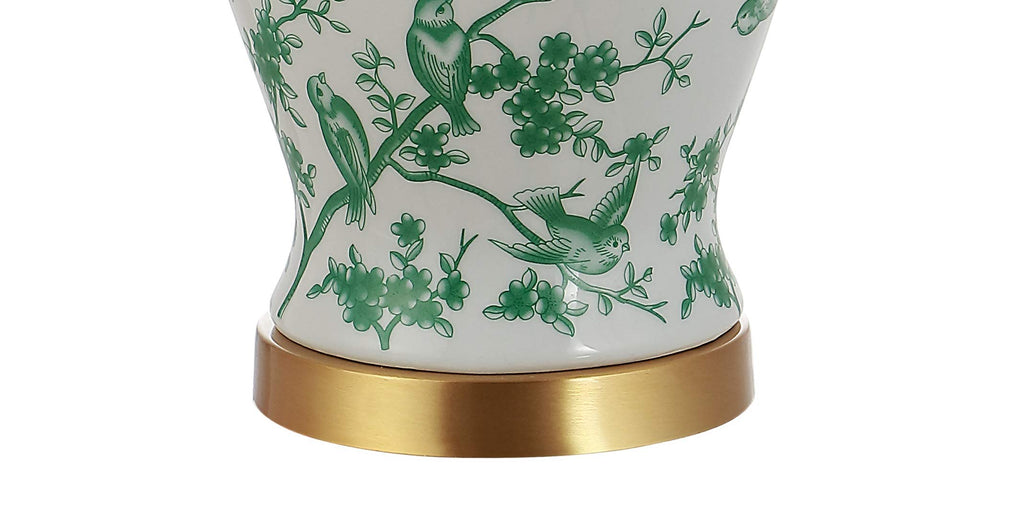 Penelope Ginger Jar 22" LED Table Lamp, White/Green