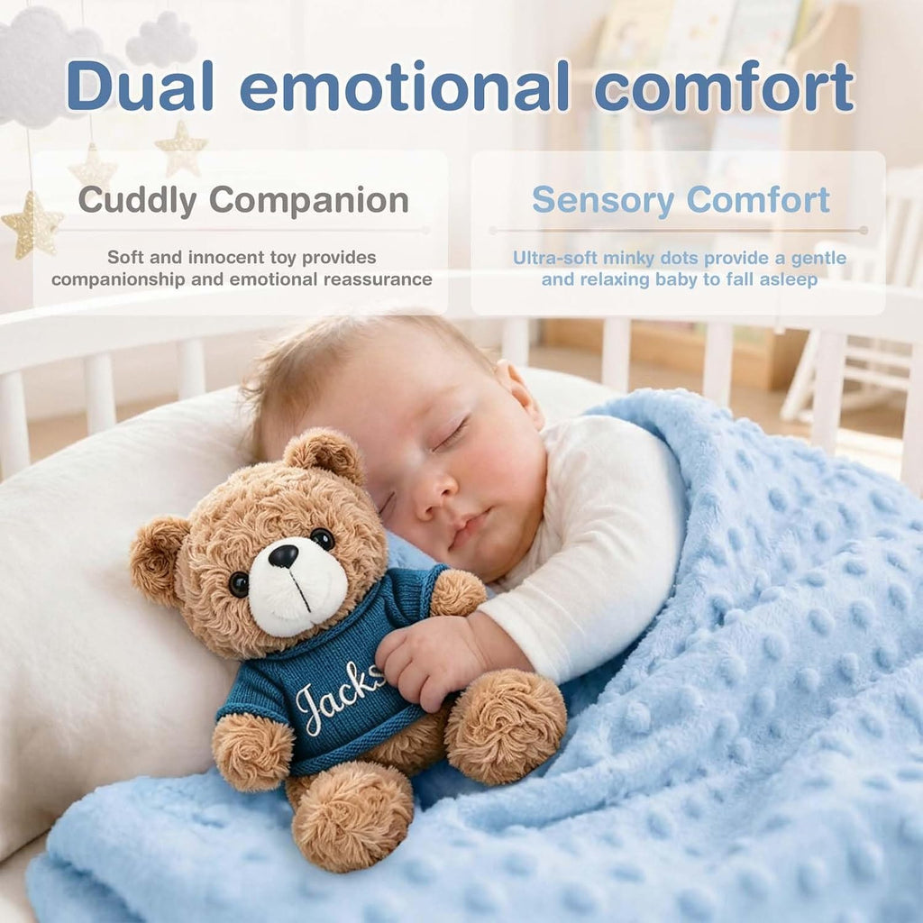 Blanket with Teddy Bear Set for New Baby Gifts