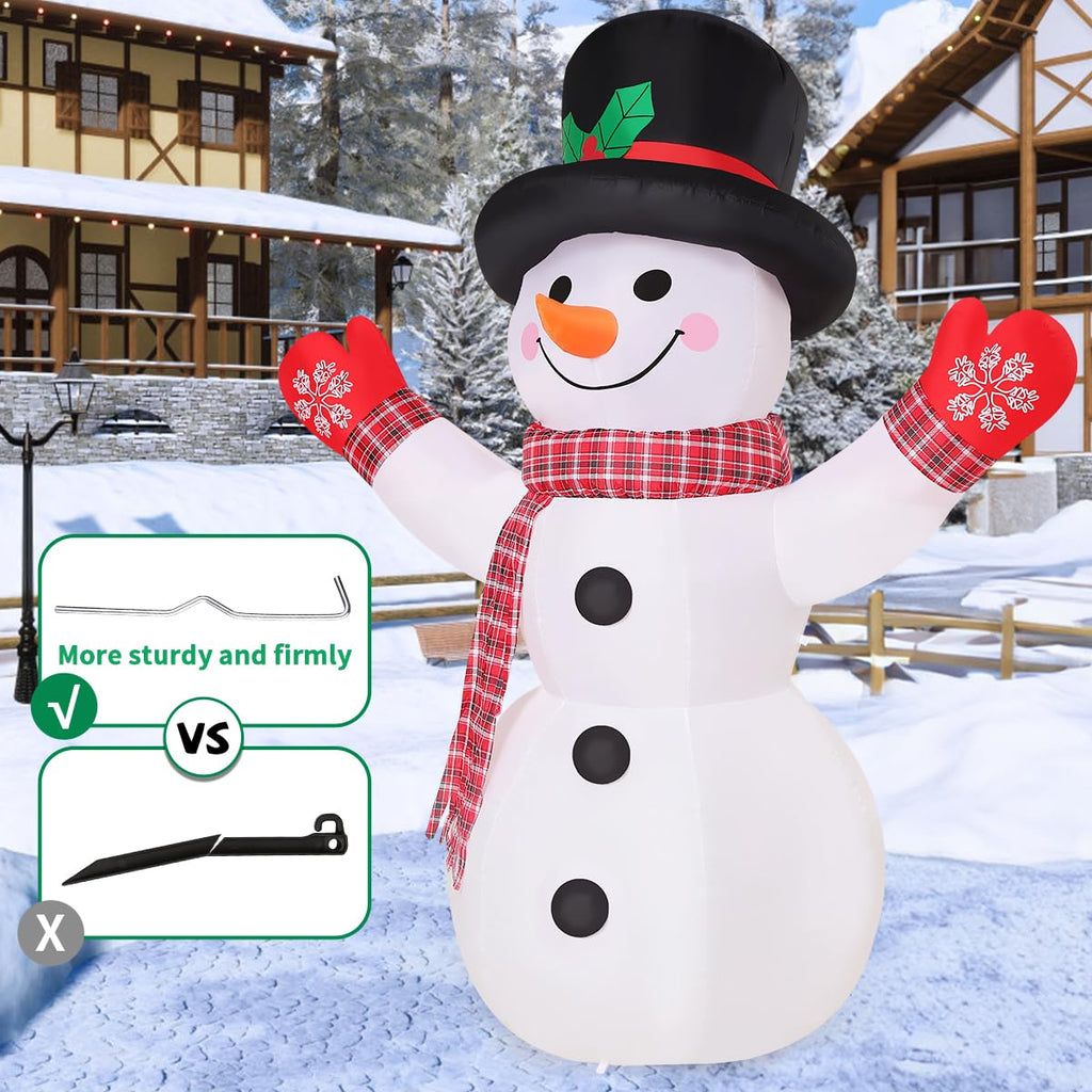 8 FT Christmas Inflatables Outdoor Decorations Inflatable Snowman Shaking Hand Blow ups with Built-in LEDs for Yard
