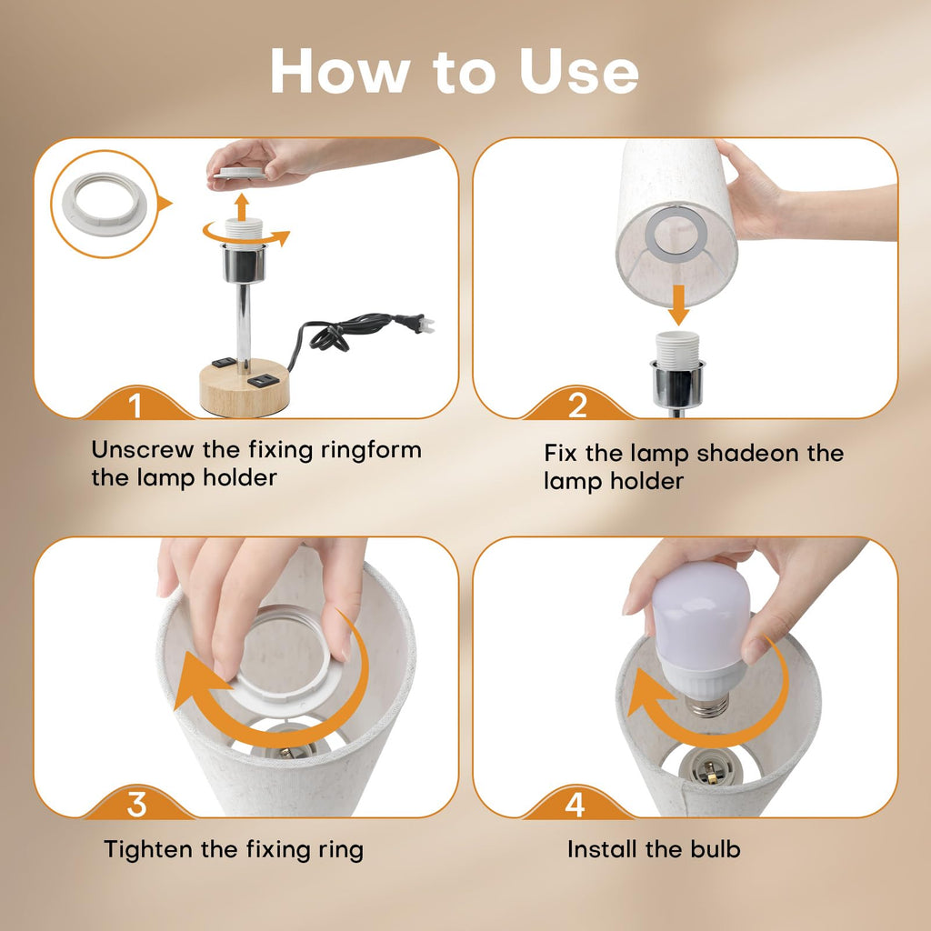 Table Lamp, Touch Nightstand Lamp with 10W USB Charging 2PCS
