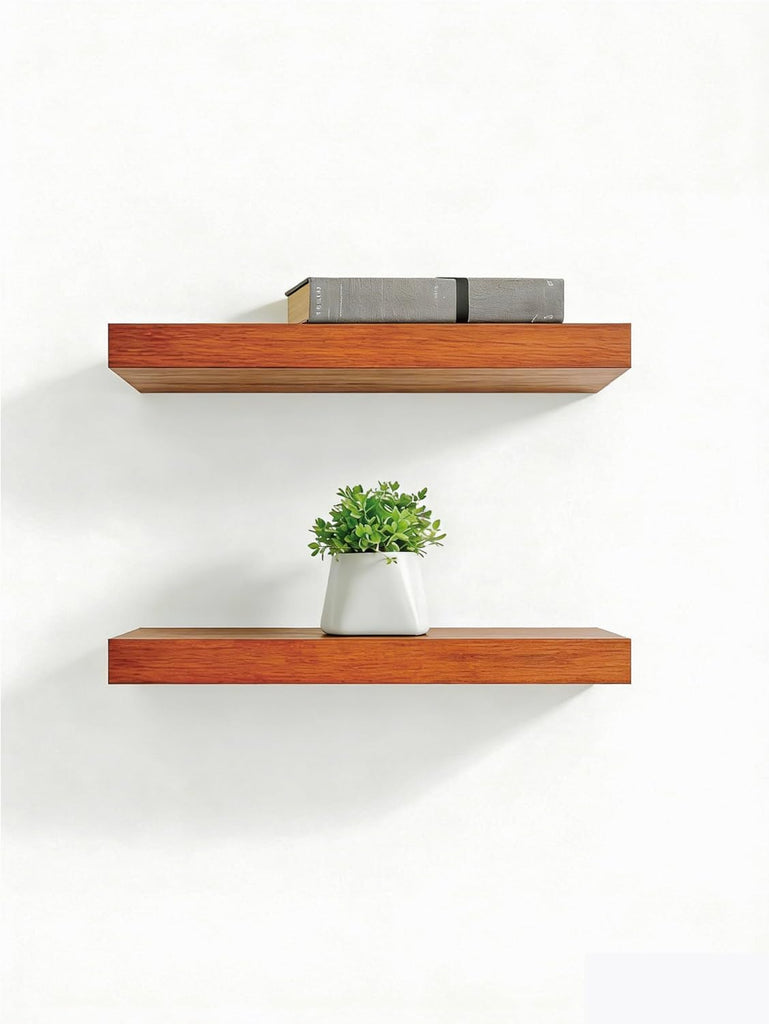 Solid Wood Floating Shelves,11.8in Finished Real Wood Wall Shelves with Heavy-Duty Hidden Bracket, Easy Installation