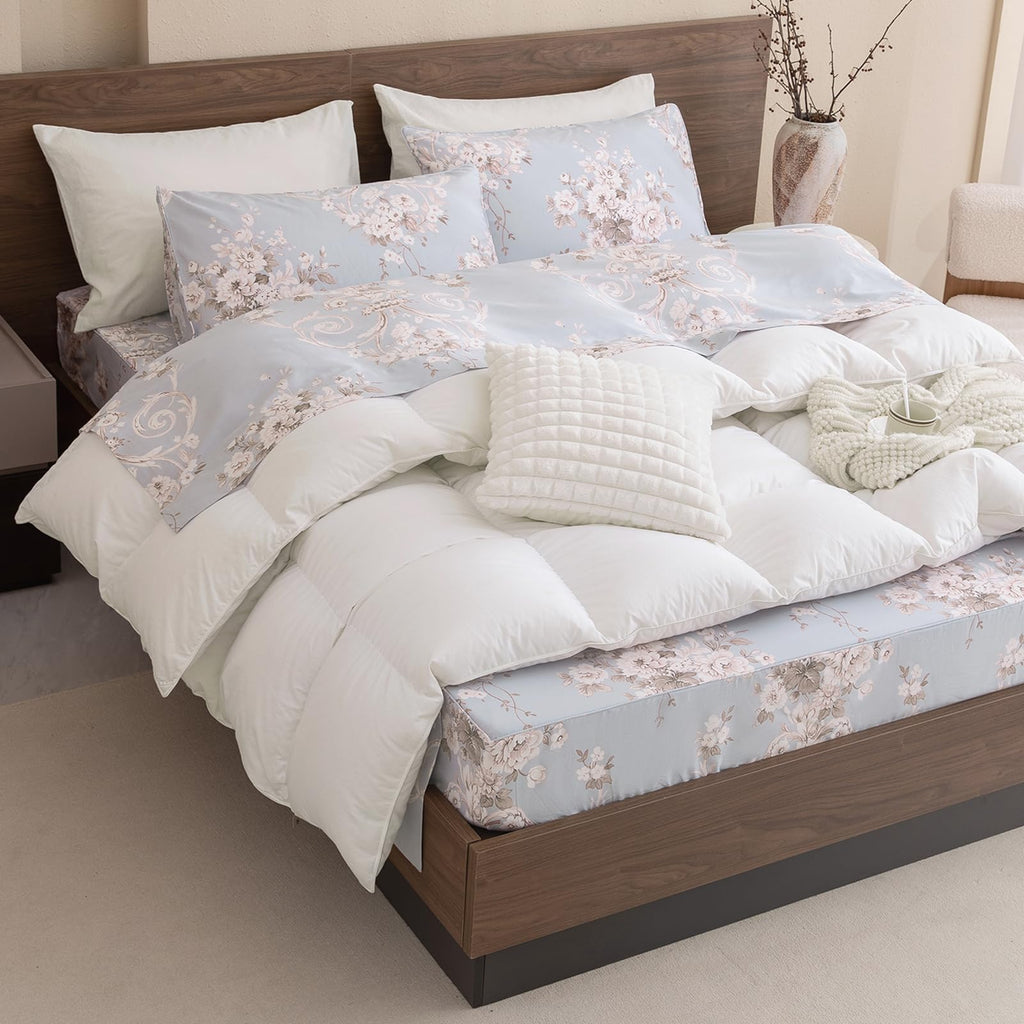Shabby Floral Print King Size Bed Sheets Set Luxury Bedding Collections 100% Egyptian Cotton Deep Pocket Bedsheets