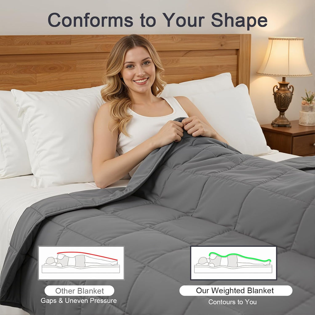 Weighted Blanket(48"x72",10lbs Grey) Full Size Soft Cooling Heating Heavy Blanket for Sleeping, Breathable Blanket