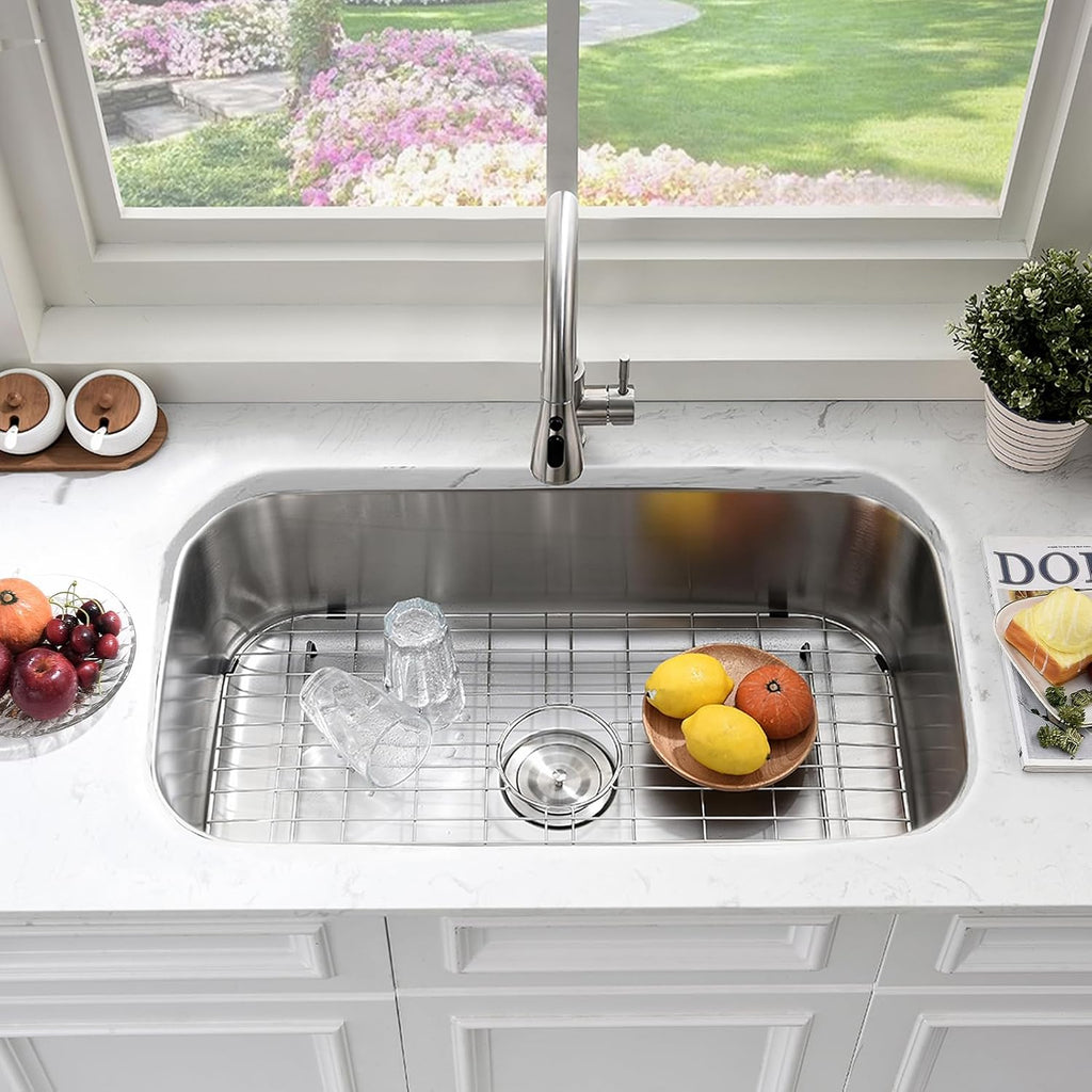 31x18 Undermount Kitchen Sink Stainless Steel Single Bowl 16 Gauge | Large Corner Under Mount Sinks with Dish