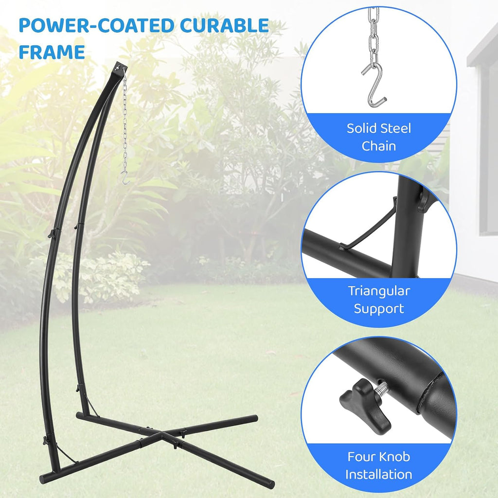 Hanging Hammock X-Stand w/Tree Tent, Swing Chair Stand w/Play Tent | Indoor Outdoor Egg Basket Patio Seat w/ Metal