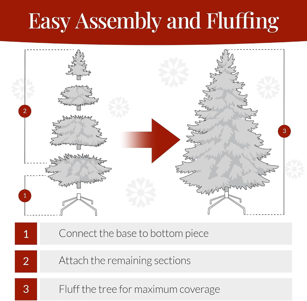 Artificial Christmas Tree, Premium Unlit Pine Design, Dense Branches Realistic Holiday Décor w/Easy Assembly
