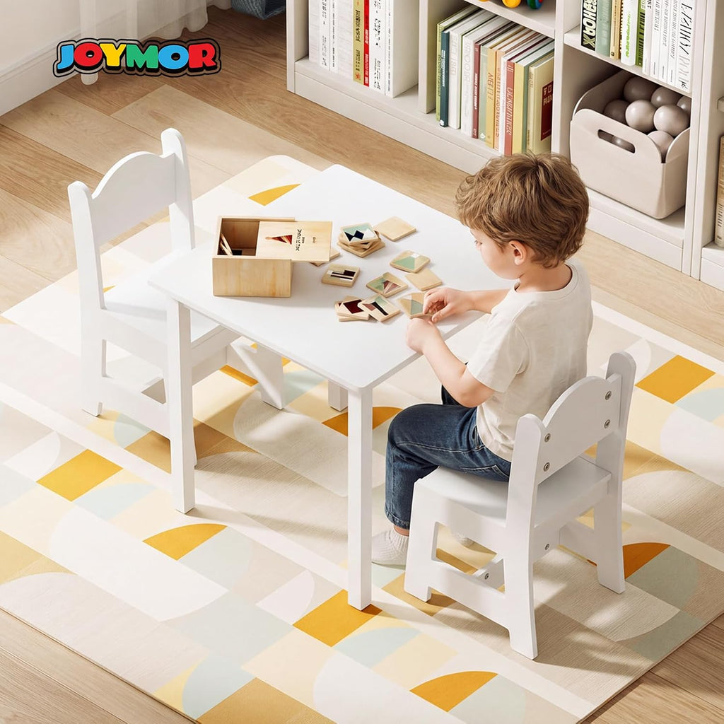 Kids Table and Chairs, Toddler Table and Chair Set for Ages 1-3, Wooden Activity Table with Chairs, Perfect for Arts