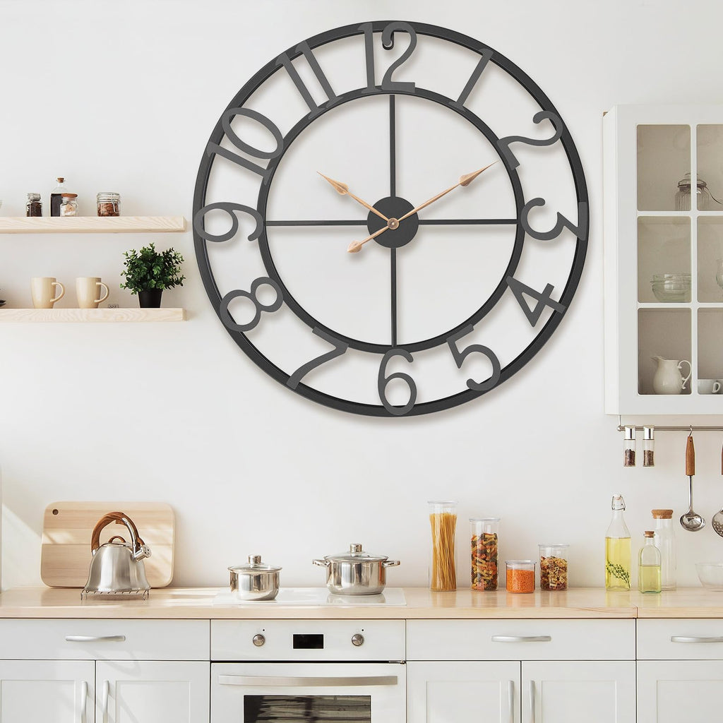 36 Inch Black Metal Arabic Numeral Extra Large Giant Wall Clock