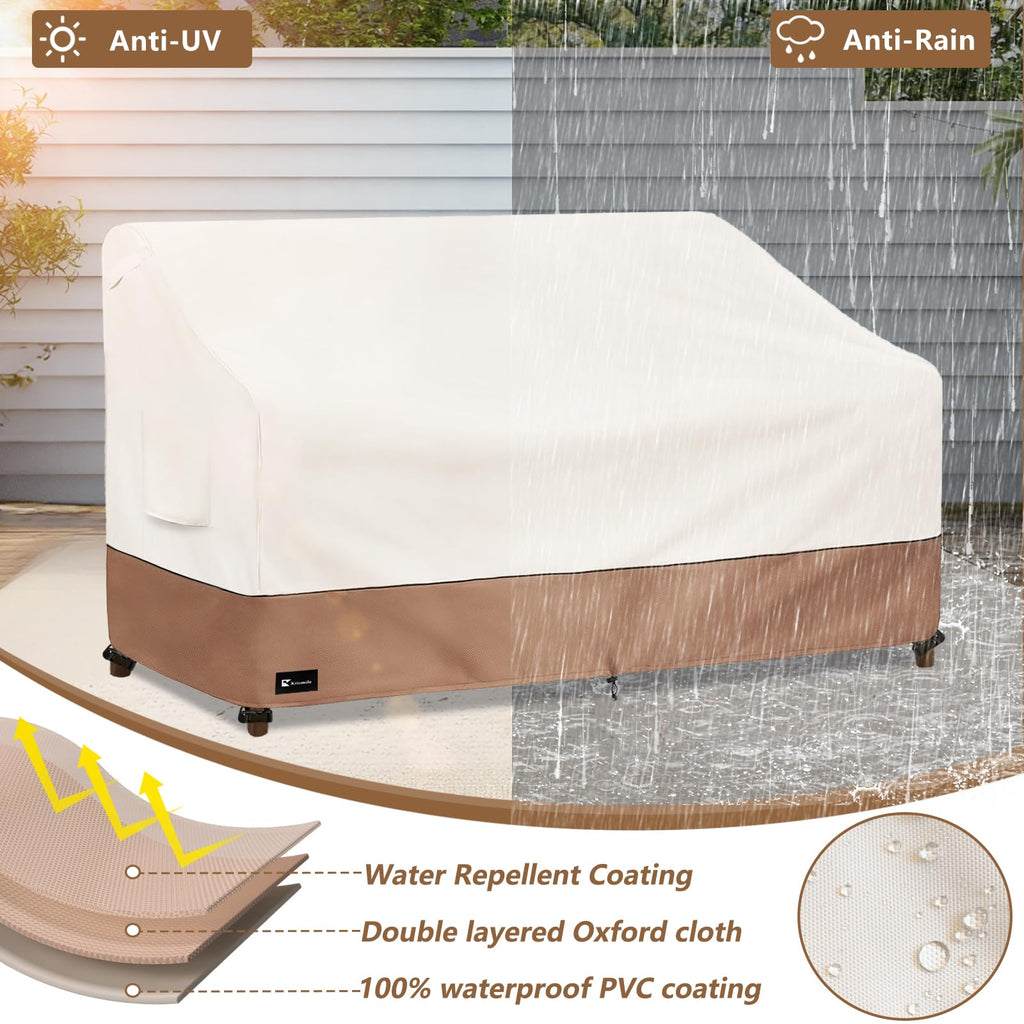 Outdoor Couch Cover Furniture - Heavy Duty Waterpoof All-Weather 3-Seater Patio Sofa Cover, 85"x38"x35" (Beige)