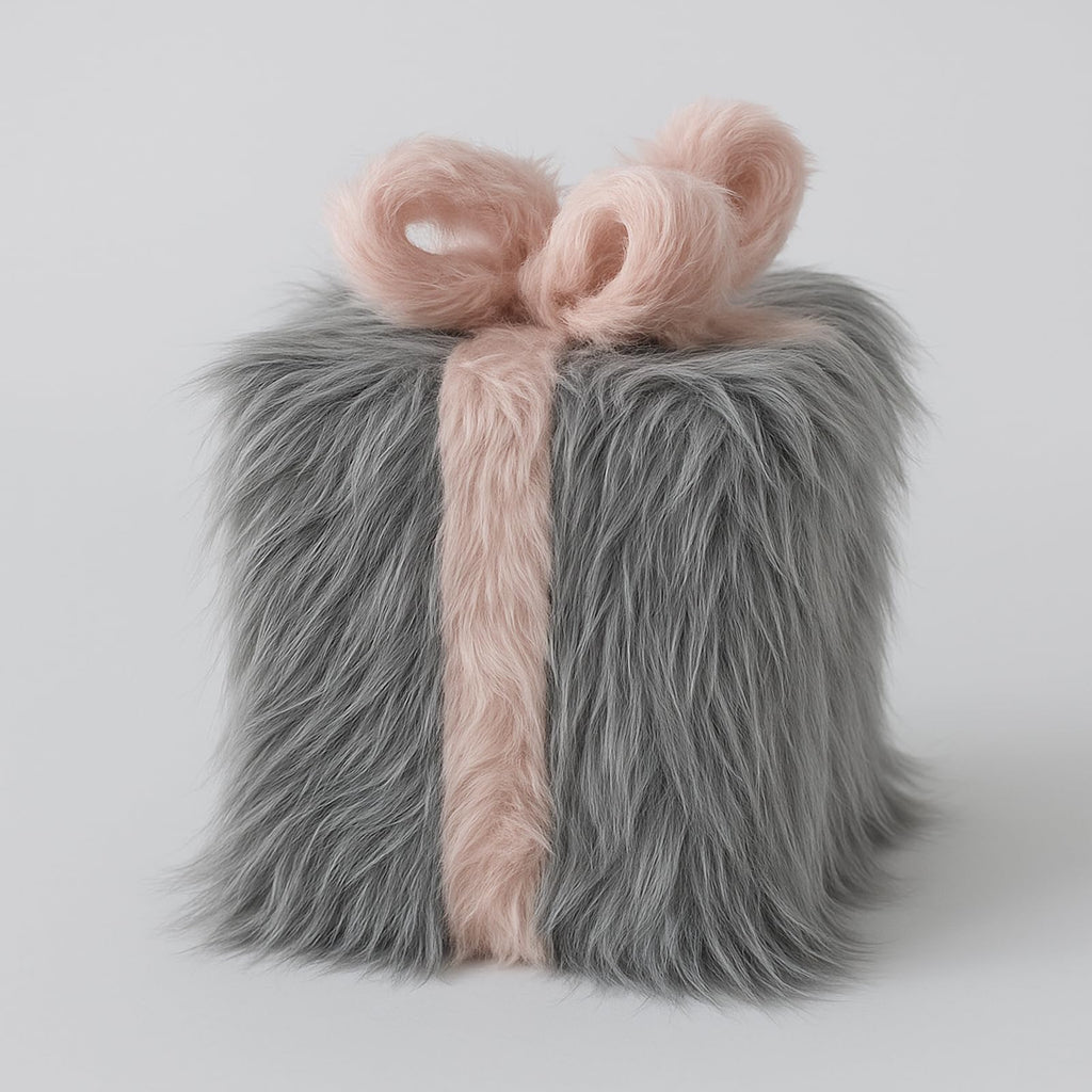 Faux Fur Fabric, 23.6''x47.2'' Long Pile Fake Fur Grey for Christmas Decor