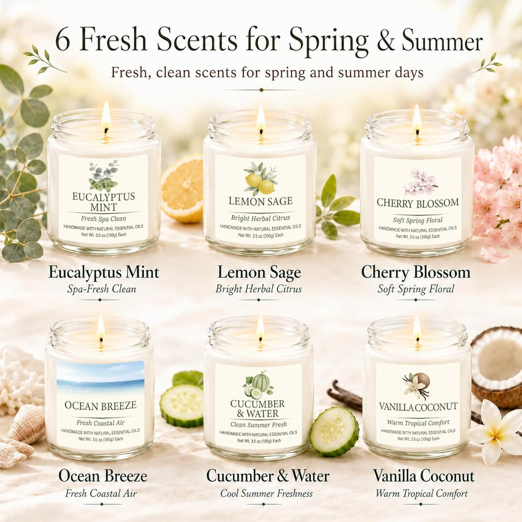 21 oz Scented Candles Set, 6 Pack Soy Candles - Set of 6