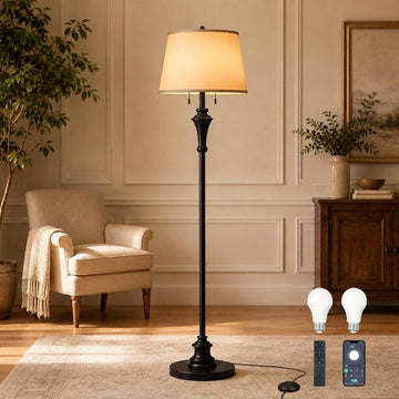 58'' Dimmable Matte Black Floor Lamps (E26 Bulbs Included)