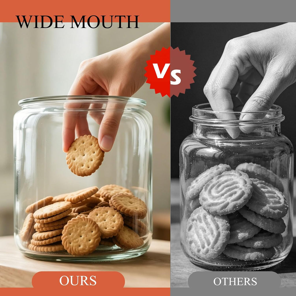 1 Gallon Glass Jar with Lid, Airtight Cookie Jar with Wide Mouth