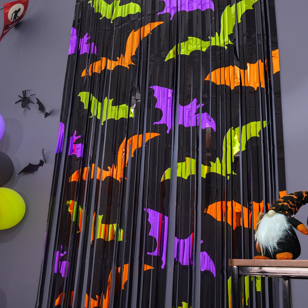 Mega-L Halloween Party Decorations, Bat Pattern Photo Backdrop, 4 Pack
