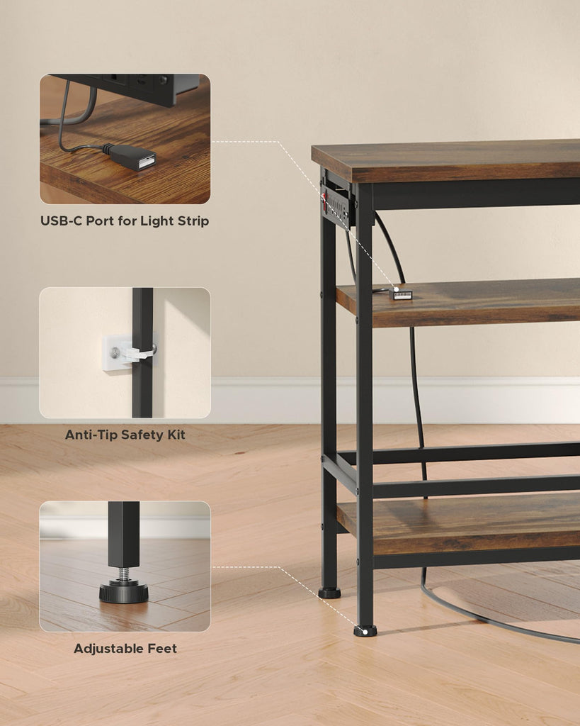 63 Inch TV Stand, LED Entertainment Center for 55 to 75 Inch TVs