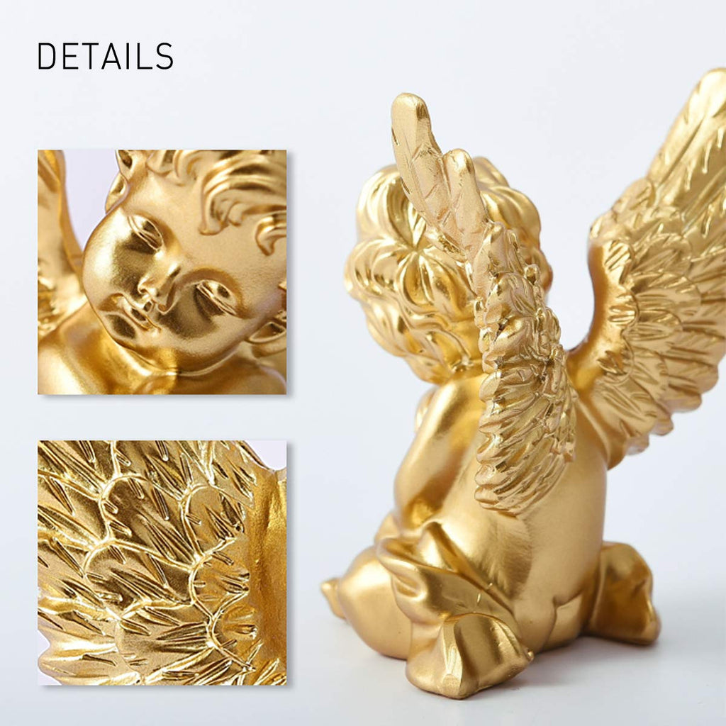 Set of 2 Cherub Angels Resin Statue Figurine, Indoor Home Decoration