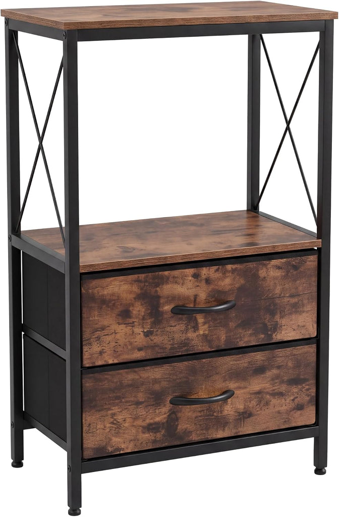 Aquarium Stand 5-10 Gallon with 2-Tier Shelf, Fish Tanks Stand with 2 Drawers, Metal Frame Heavy Duty Reptile/Turtle