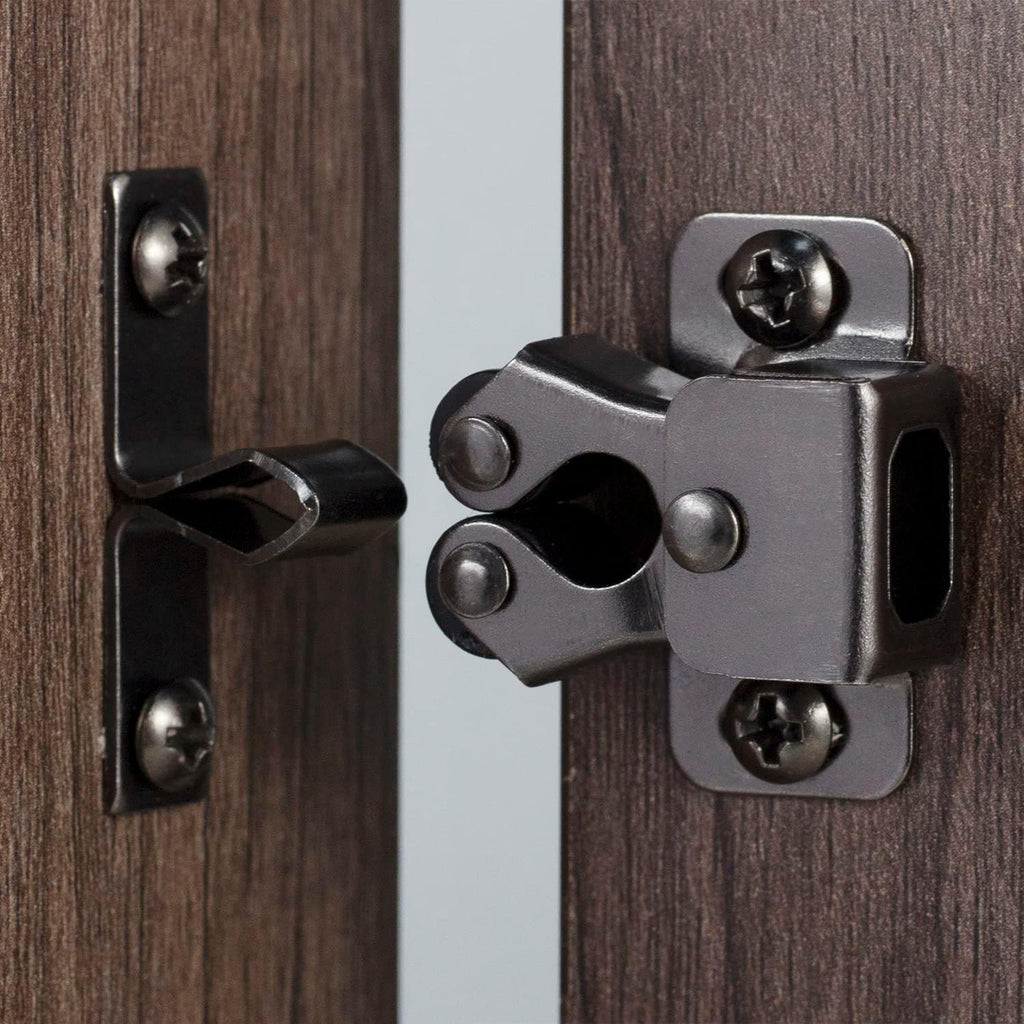 8 PCS Cabinet Latch Double Roller Catch Hardware Door Latches and Catches, Black Nickel