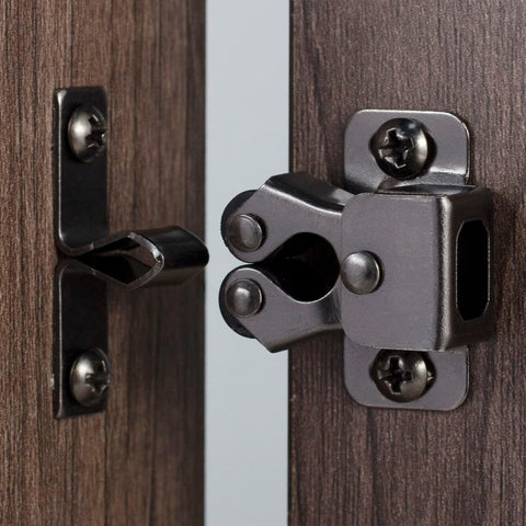 4 PCS Cabinet Latch Double Roller Catch Hardware Door Latches and Catches, Black Nickel