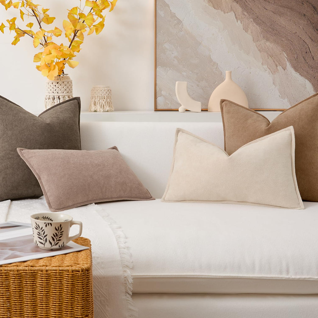 Soft Waterproof Pillow Covers 22x22 Inch 2 Pack, Coco Brown