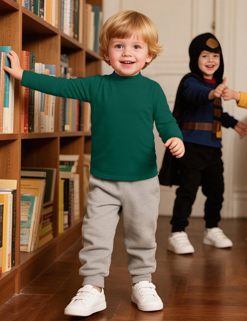 3 Pack Toddler Boy Mock Turtleneck Shirts Long Sleeve Cotton T-Shirt