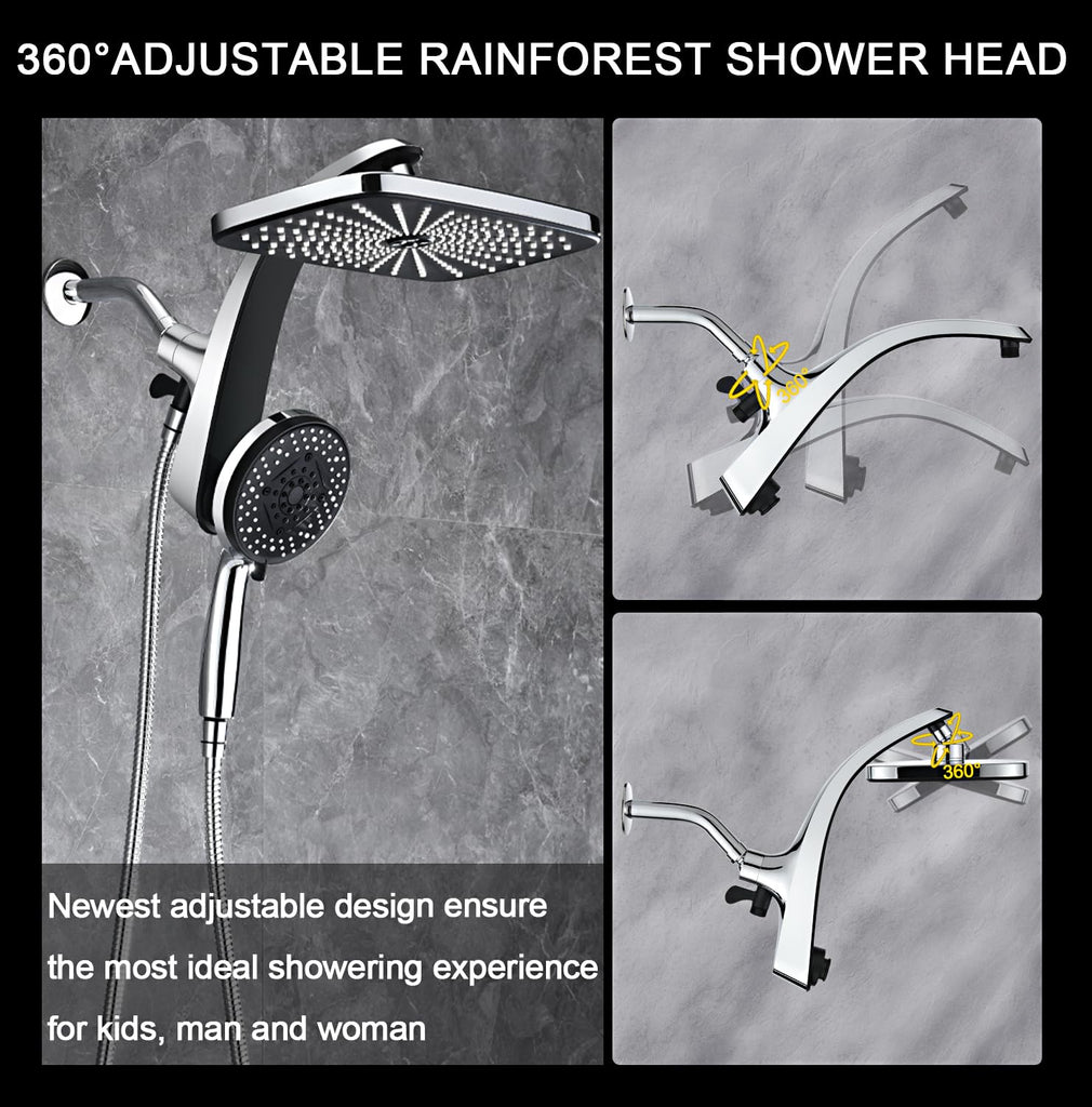 Rain Shower Head with Handheld Showerhead, Chrome 1.75GPM 460311