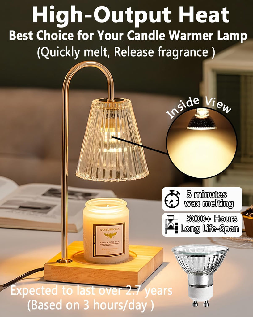 Wax Warmer Bulbs,120V 50W GU10 Light Bulbs for Candle Warmer Lamp,GU10+C, MR16 with Glass Cover Warming