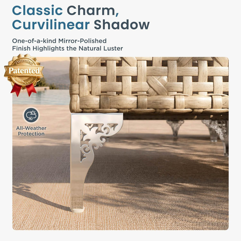 6 Pieces Wicker Patio Furniture Set, Rattan Outdoor Sectional | Boho Patio Conversation Sets with Coffee Table for