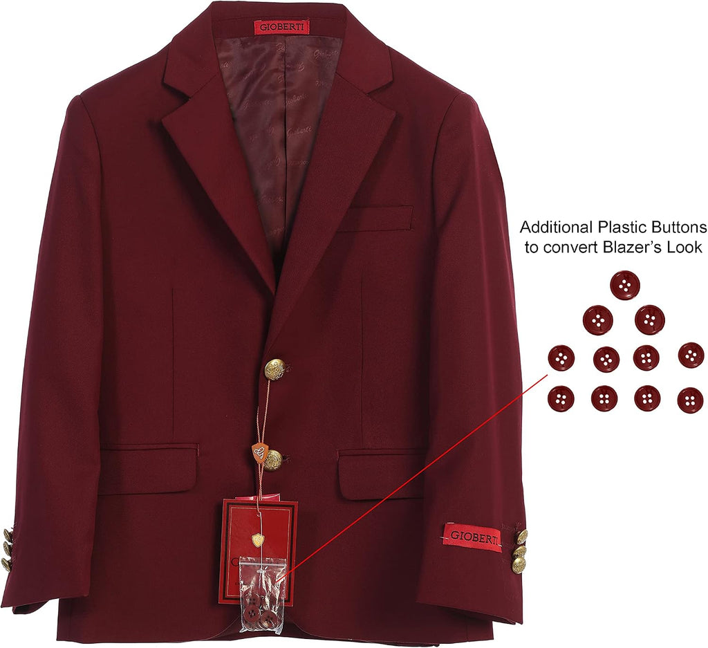 Boys Formal Blazer Jacket, Fully Lined Single Breasted Suit Coat