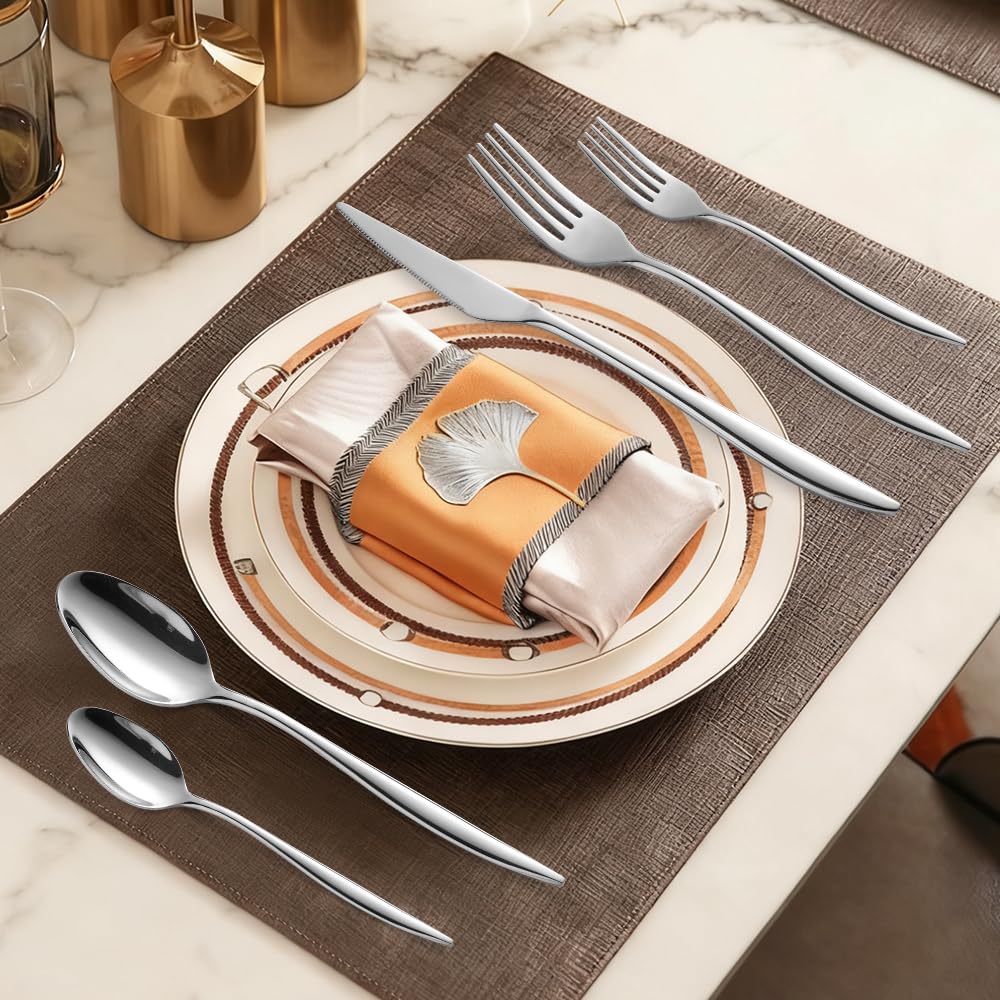 Silverware Set For 8, 40-Piece Everyday Flatware Set, Service For 8, Premium 18/10 Stainless Steel, Heavy Duty
