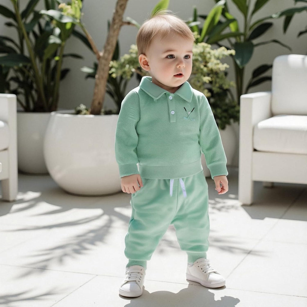 Toddler Boy Girl Golf Outfit Stripes Long Sleeve Sweatshirt Shirt Cute Pants Set Kids Baby Fall Winter Clothes