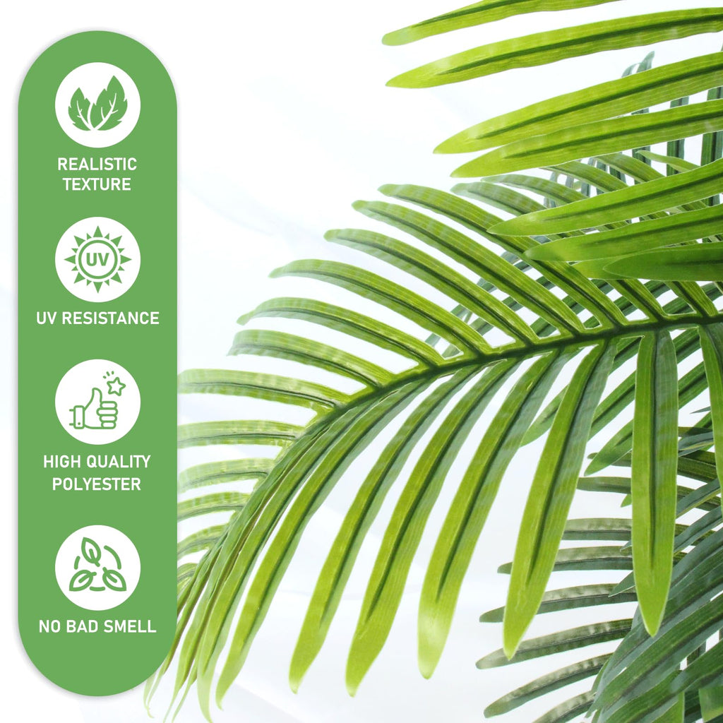 5FT Artificial Palm Tree - Faux Golden Cane Palm Tree Tropical UV Resistant Fake Plant Indoor with Weighted Pot Home